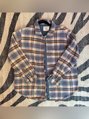 Vintage American Eagle Flannel Pain Distressed Women Medium y2K